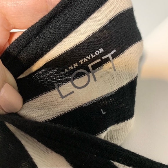 COPY - Ann Taylor Loft striped short sleeve shirt w/ beaded bib floral appliqué… - Picture 8 of 15